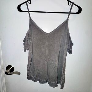 American Eagle Outfitters Women's Cold Shoulder V Neck Blouse